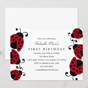 Joli Ladybugs   Invitation de fête d'anniversaire