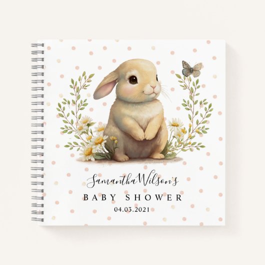 Joli lapin avec Baby shower papillon Livre d'or (Devant)