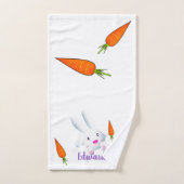 Joli lapin blanc et carottes (Serviette à main)