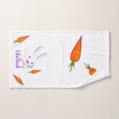 Joli lapin blanc et carottes (Serviette à main)