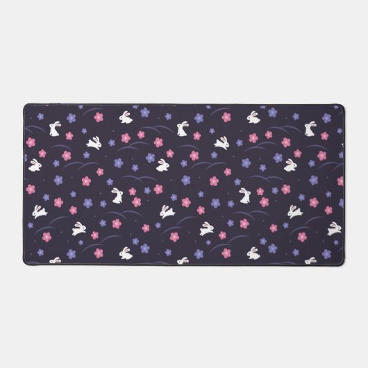 Joli lapin blanc lapin et Motif de fleurs (Recto)