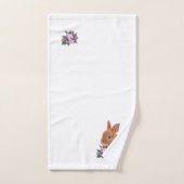 Joli lapin Brown & Fleurs de pomme en blanc (Serviette à main)