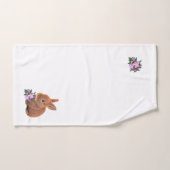 Joli lapin Brown & Fleurs de pomme en blanc (Serviette à main)