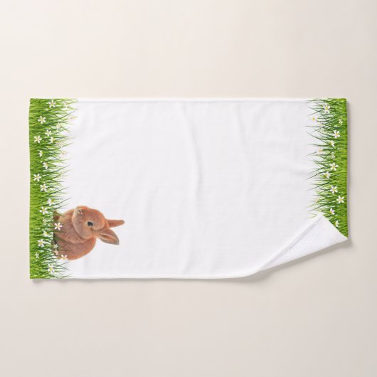 Joli lapin Brown & Fleurs en blanc (Serviette à main)