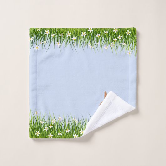 Joli lapin Brown & Fleurs sur bleu clair (Gant de toilette)