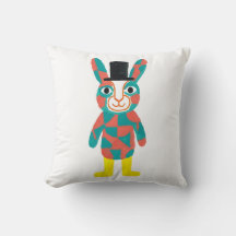 Joli lapin chapeau haut de forme noir Coussin de j