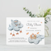 Joli lapin dans les nuages Baby shower Invitation (Debout devant)