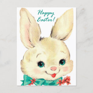 Joli lapin de Pâques rétro Carte de vœux de vacanc