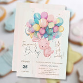 Joli lapin et ballons Baby shower Invitation