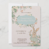 Joli Lapin Floral Invitation Anniversaire (Devant)
