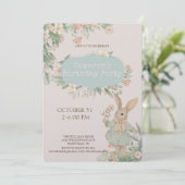 Joli Lapin Floral Invitation Anniversaire (Debout devant)