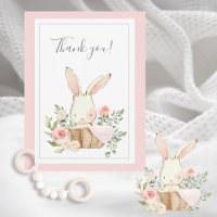 Joli lapin lapin en bois Carte de remerciements pl
