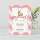 Joli lapin lapin Fille bébé douche Invitations (Debout devant)