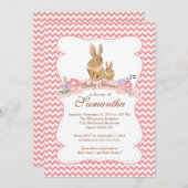 Joli lapin lapin Fille bébé douche Invitations (Devant / Derrière)