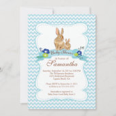 Joli lapin lapin garçon bébé douche Invitations (Devant)