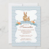 Joli lapin lapin garçon bébé douche Invitations (Devant)