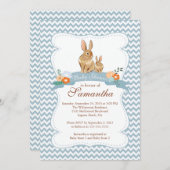 Joli lapin lapin garçon bébé douche Invitations (Devant / Derrière)