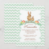 Joli lapin Lapin Neutre Baby Douche Invitations (Devant / Derrière)