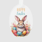 Joli Lapin Oeufs Colorés Fleurs Joyeuses Pâques (dos)