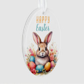 Joli Lapin Oeufs Colorés Fleurs Joyeuses Pâques (devant)