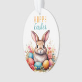 Joli Lapin Oeufs Colorés Fleurs Joyeuses Pâques (devant)