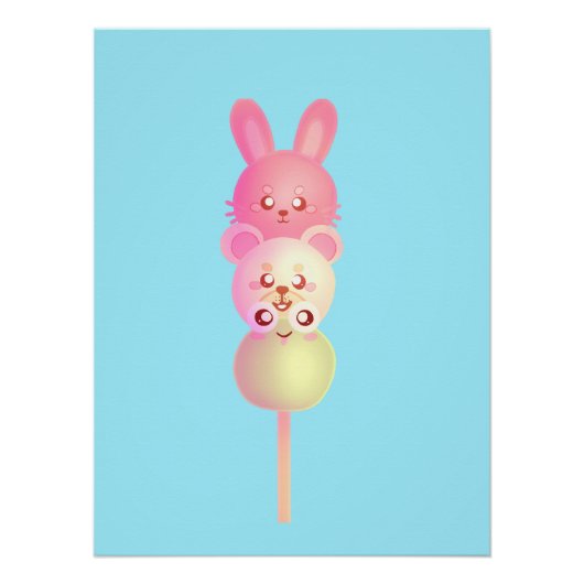 Joli Lapin, Ours Et Grenouille Dango Poster Glosse (Devant)