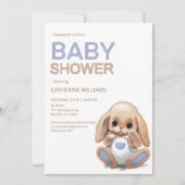Joli lapin peluche, invitation baby shower (Devant)
