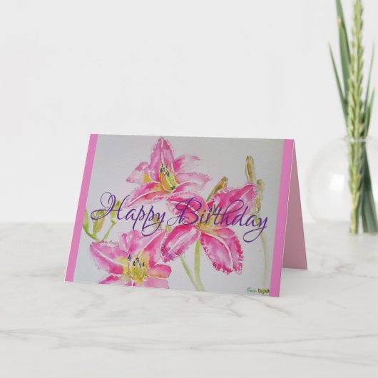 Joli Lily En Rose Carte Anniversaire (Devant)