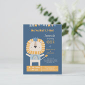 Joli Lion Un An Garçon Anniversaire Invitation (Debout devant)