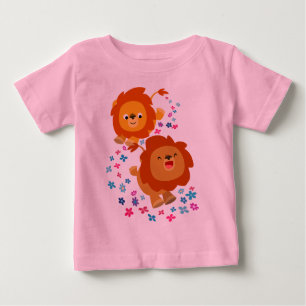 Joli Lions Caricature Dans Le T-Shirt Jardin Bébé