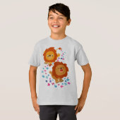 Joli Lions Caricature Dans Le T-Shirt Jardin Enfan (Devant entier)