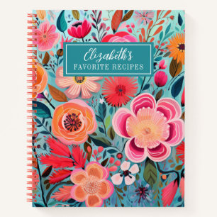 Joli livre de recettes floral coloré pour femmes