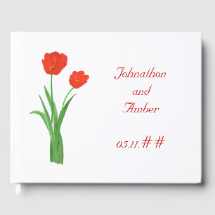 Joli livre d'or personnalisé Tulips rouges