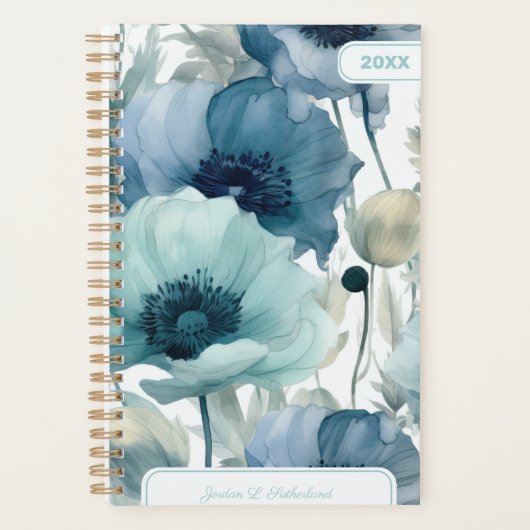 Joli logo personnalisé floral bleu aquarelle (Devant)