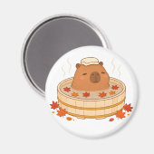 Joli Magnet Capybara Onsen Feuille d'Érable Automn (Recto/Verso)