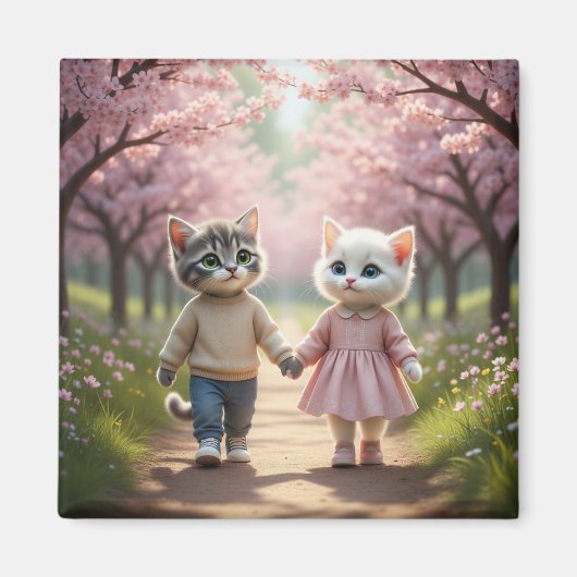 Joli Magnet Chaton de Printemps | Tom & Luna Ceris (Devant)