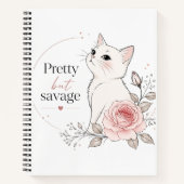 Joli mais sauvage Cahier Chat Blanc Rose (Devant)