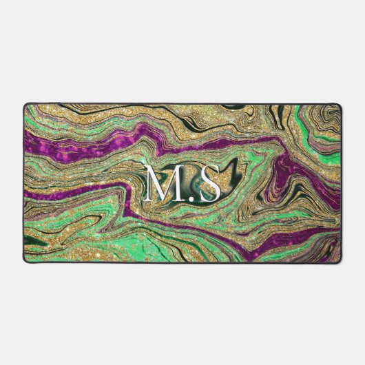 Joli marbre rose vert art faux Parties scintillant (Recto)