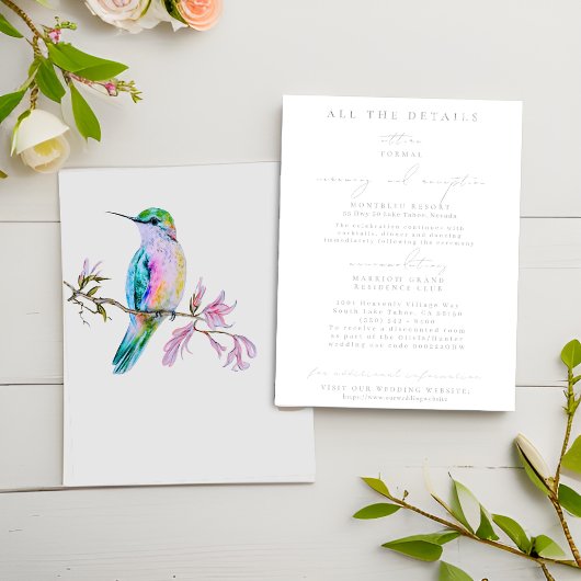 Joli Mariage Colibri Détails Cartes de boîtier