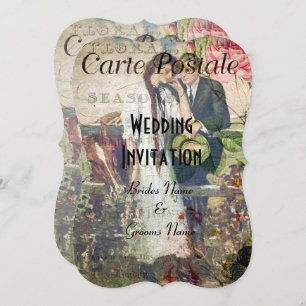 Joli mariage de carte postale vintage