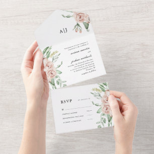 Joli Mariage Floral Blush tout en une invitation