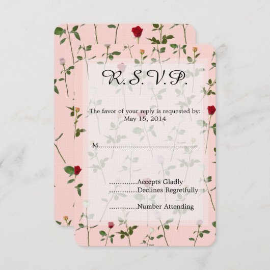 Joli mariage Rose RSVP (Devant / Derrière)