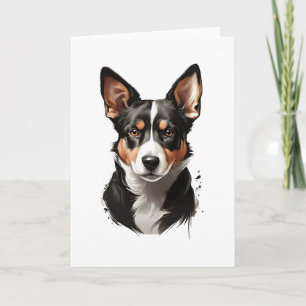 Joli marron blanc noir chien chiot carte de vœux v