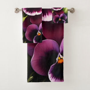 Joli marron noir rouge pansies aquarelle peinture