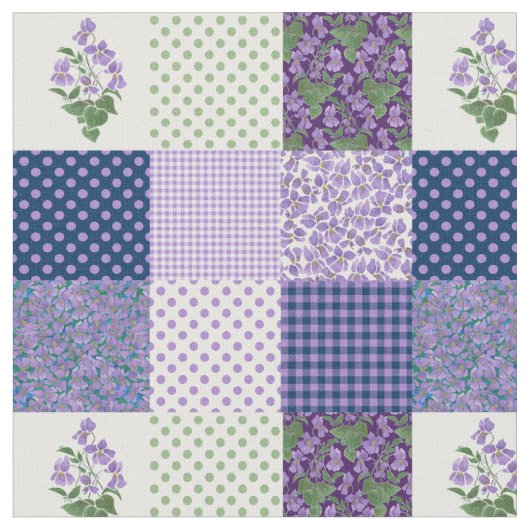 Joli Mauve Faux Patchwork Sweet Violets Tissu (Fermer)