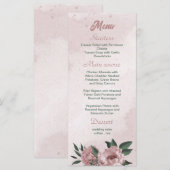 joli menu de fleurs roses botaniques mariage (Devant / Derrière)