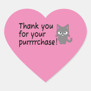 Joli Merci rose autocollant modèle avec chat gris