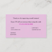 Joli Merci simple et moderne petit carte de visite (Dos)