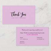 Joli Merci simple et moderne petit carte de visite (Devant / Derrière)