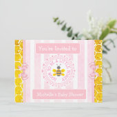 Joli Miel Abeille rose Invitations Baby showers de (Debout devant)